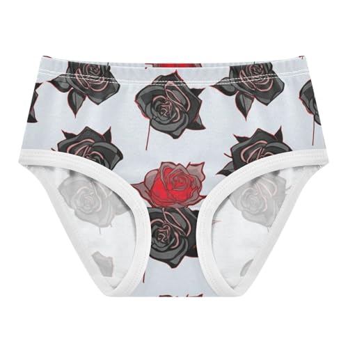 Cotton Toddler Underwear Floral Black Red Roses Girl Panties Cute Artistic Underpants Briefs 2t