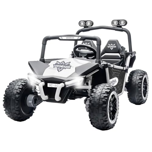 24V Ride on Toy for Big Kids, Kids' 2 Seat Electric Vehicles Outdoor Race Truck Car with 4 75W Strong MotorsBluetooth Speaker and 24V 7AH Big Battery,2 Seat Electric Cars for Kid 3-8 (White)