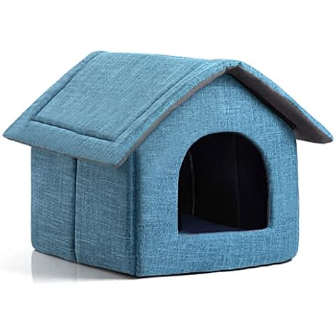 Hollypet Cozy Pet Bed House Warm Cave Sleeping Bed Puppy Nest for Cats and Small Dogs, Blue Cover