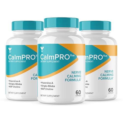 (3 PACK) CALMPRO5, Natural Nerve Calm Aid Supplement | 2025 Upgraded Calmpro 5 | Original Formula Calm Pro 5 | Calmpro Five | Nerve Calming Formula Capsules Calmpro Reviews (180 Caps) 3 Month Supply