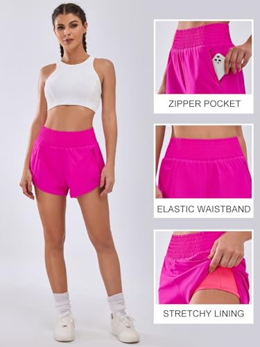 Image of BMJL Women's Athletic Shorts High Waisted Running Shorts Pocket Sporty Shorts Gym Elastic Workout Shorts