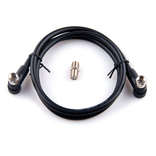 TJIUSI 3FT TV Cable, 90° Angled, Male F-Type Connector to Male F-Type Coaxial Cable for TV RG6 75 Ohm HD F Type Cable Extension Adapter