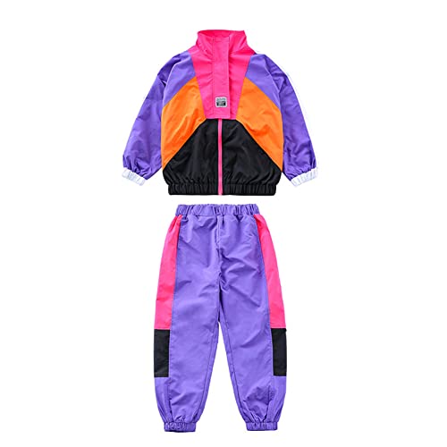 Image of LOLANTA Boys' Girls' Color Block Jacket Track Pants Sets Hip Hop Dance Patchwork Clothes Unisex Streetwear