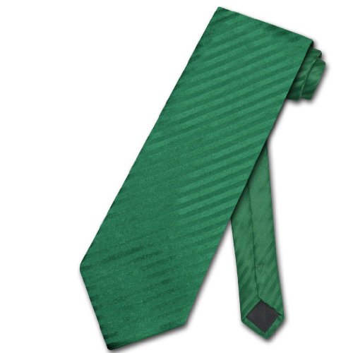 Vesuvio Napoli NeckTie EMERALD GREEN Vertical Stripes Design Men's Neck Tie