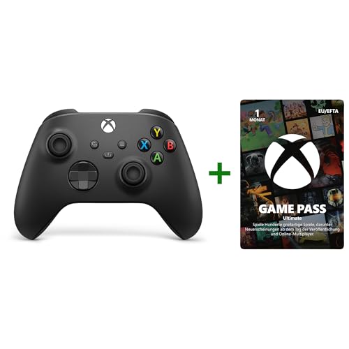 Xbox Wireless Controller - Carbon Black + Game Pass Ultimate | 1 Monat Mitgliedschaft