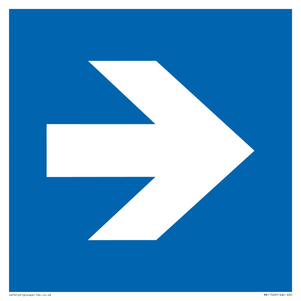Viking Signs Custom Mandatory: Right arrow Sign - 200x200mm - S20, Blue/White
