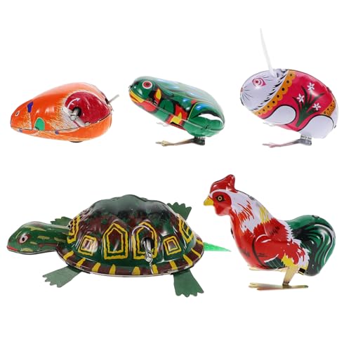 YARNOW Vintage -up Toys 5pcs Tin Toys Animal Mechanism Set for Boys and Girls Preschool Christmas Classroom Rewards Style