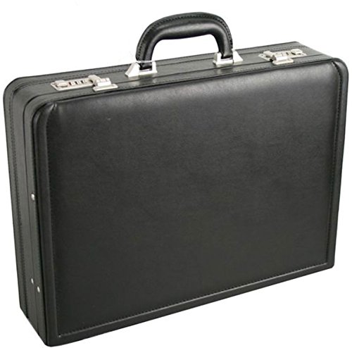 Bowatex Großer Kunstleder Aktenkoffer 46 cm Plus Erweiterbar Schwarz D&N