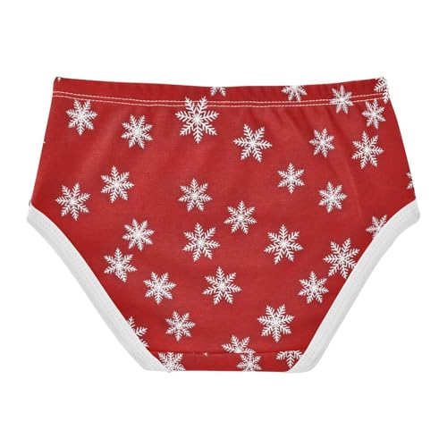 White Snowflakes Red Toddler Girl Undies, Cotton Girls Underwear, 2T–8 Years2