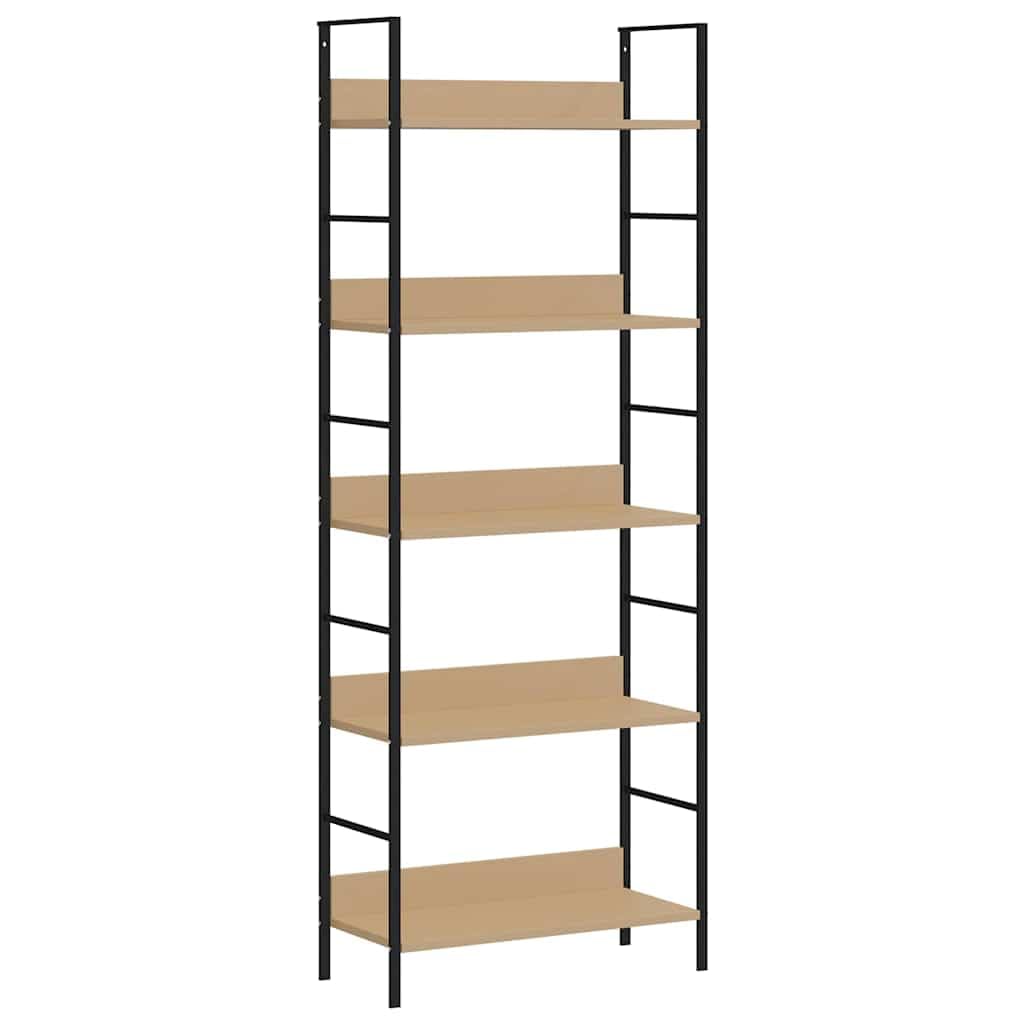 Libreria a 5 ripiani, in legno di rovere, nero, divisorio, altezza 158,5 cm, per soggiorno, ufficio, cameretta dei bambini, decorazione