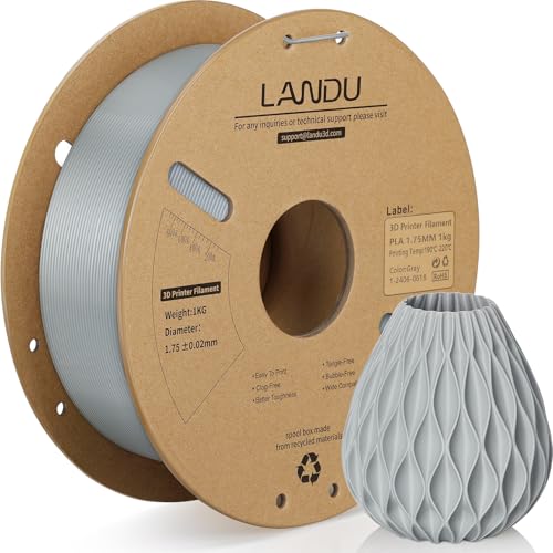 LANDU PLA Filament 1.75mm PLA Filament d'imprimante 3D 1kg (2.2lb) Bobine Carton PrÃ©cision dimensionnelle proprement enroulÃ©e +/-0.02mm Filament MatÃ©riaux d'impression 3D Gris