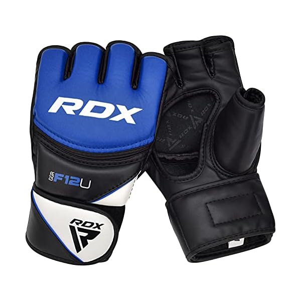 RDX-MMA-Gloves-Grappling-Sparring-Maya-Hide-Leather-Open-Ventilated-Palm-Kickboxing-Mixed-Martial-Arts-Muay-Thai-Pro-Training-Boxing-Punching-Bag-Workout-Half-Finger-Adjustable-Wrist-support-Mitts RDX MMA Gloves Grappling Sparring, Maya Hide Leather, Boxing Gloves Men Women Muay Thai Martial Arts Training, Half Finger Adjustable Mitts Wrist Support Kickboxing Cage Fighting Punching Bag Workout