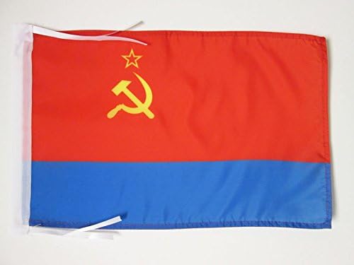 AZ FLAG, Ukrainian Soviet Socialist Republic Flag, 18'' x 12'', 100% Polyester Soviet Ukraine SSR Small Banner with Two Cords
