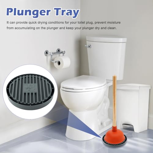 Image of 2 Pcs Plunger Trays, Air Drying Mat for Toilet Plunger, Catches Drips and Dries Quickly, Toilet Plunger Organizer Mat, Toilet Plunger Holder Only