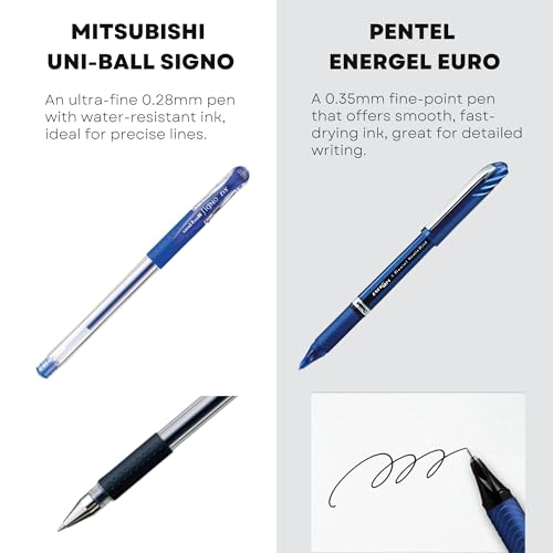 Set de 7 bolígrafos japoneses con tinta azul gel miniatura 4