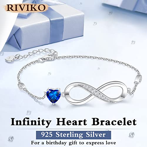 RIVIKO Infinity Love Heart Symbol Charm Bracelet for Women 925 Sterling Silver Adjustable Birthday Valentine’s Day Christmas Mothers Day Jewelry Gift for Mom Women Wife Her Friends3