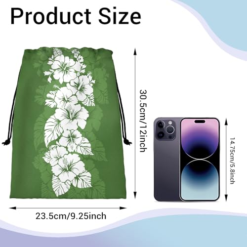 Image of Hibiscus Flower Gymnastics Grip Bags Green Drawstring Gym Storage Pouch for Gymnasts Holding