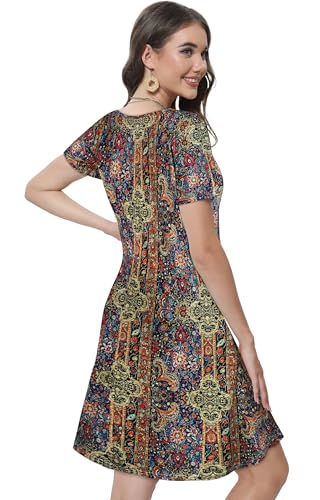 Image of Summer Dresses for Women Casual Tshirt Short Sleeve Floral Sundress Beach Cover Ups with Pockets 2026