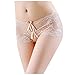 SoonerQuicker Culotte Sexy Taille Basse en Dentelle Transparente pour Femmes, fichier Ouvert, Tentation Gratuite Plus à Porter Dentelle Robe mariée Robe Corset, Beige