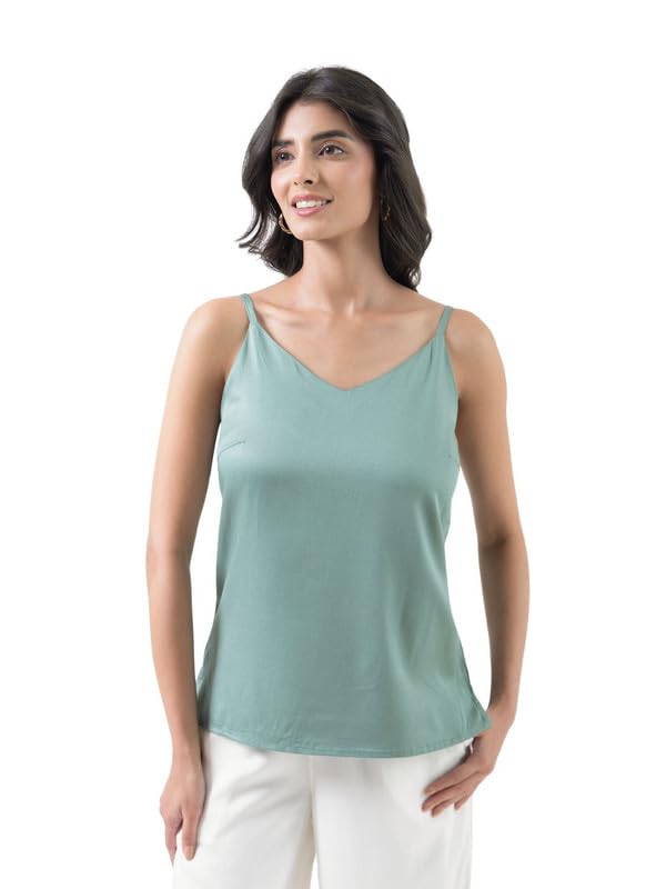 saadaa Women's Pure Viscose Flowy Camisole Top - V-Neck Sleeveless A-Line Solid Top with Adjustable Straps, Office, Day & Casual Wear-picture-15