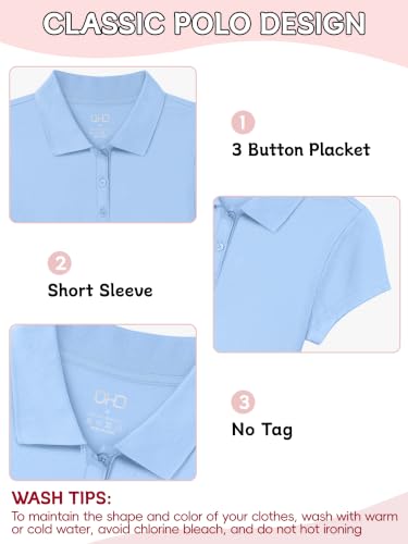 Image of OHD 4 Pack Girls Polo Shirt Girls Uniform Polo for School Cotton Shirts School Uniform Tops Size 3T-14