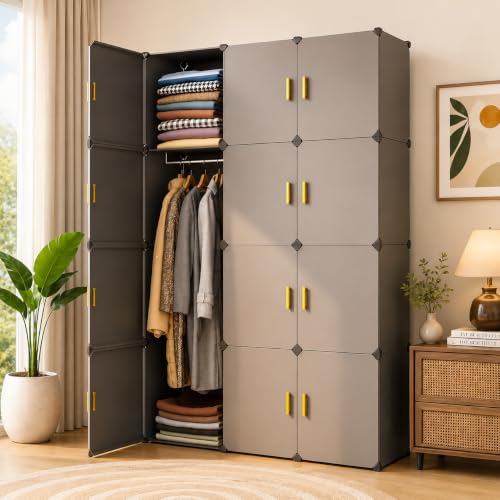 Image of 12 Door Plastic Wardrobe for Kids - Cupboard for Clothes Storage Rack, Almirah for Clothes, Baby Collapsible Wardrobe, Multi-Purpose Kids Storage Organizer for Books,Toy