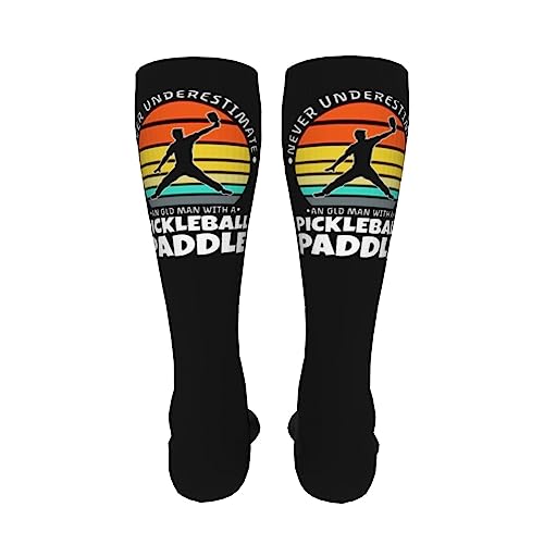 Never Underestimate An Old Man With A Pickleball Paddle Knee High Socks For Women Long Tube Socks Athletic Compression Socks Unisex High Socks Girls4