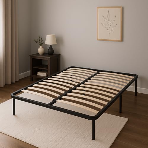 King of Dreams Julie - Solide et Confortable Sommier Cadre a Lattes + Pieds 120x190 x 29 cm en Metal...