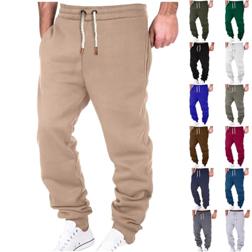 Sweatpants for Men Fleece Drawstring Loose Fit Joggers Pants Fashion Cuffed Leg Casual Pants Streetwear Pockets Fall