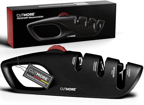 CUTMORE® Diamant Messerschärfer ProSharp - Winkelverstellbarer Messerschleifer, auch für Brotmesser und Wellenschliff, Scherenschleifer, entwickelt für japanische- und Damastklingen, rutschsicher