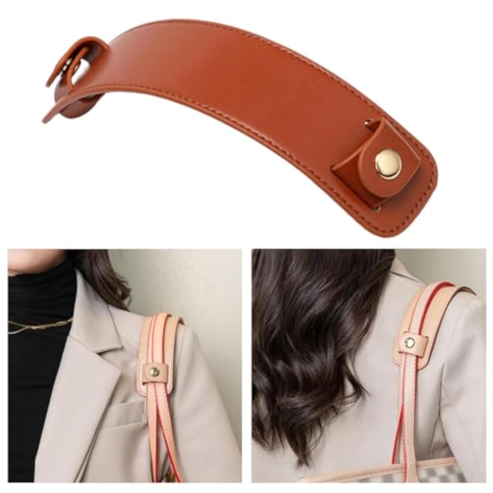 Leather Shoulder Strap Pad Wide Replacement for Satchels Handbag Laptop Case Brown