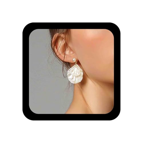 Cimenexe Vintage Jakobsmuschel Ohrringe Perle Ohrstecker Weiße Muschel Ohrring Böhmischen Erklärung Ohrringe Schmuck Für Frauen Und Mädchen