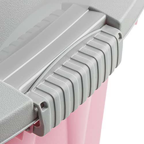 PAFEN Piraten Spielzeugkiste 49l mit Rollen - Schatzkiste 58 x 38,5 x 37,5cm - Spielzeugbehälter Aufbewahrungsbox für Kinder Ordnungsbox, Rosa