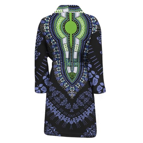Blue And Black African Dashiki Print Bathrobe For Men And Women2