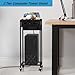 2 Tier Computer Tower Stand with Drawer, CPU Holder Stand with Charge Station and USB Charging Port, Printer Cart with Wheels for Home Office Fax, Black