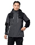 Flexeinsatz am Rücken Jack Wolfskin Herren Wetterschutzjacke JASPER FLEX MEN Atmungsaktiv Wasserdicht Winddicht Outdoor Funktionsjacke Wanderjacke Regenjacke, ebony, S, 1108371-6230002