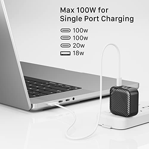 Image of INVZI GaNHub 100W USB C Charger Multiport, GaN III 4-Port USB Charging Station Fast Charger Power Adapter for MacBook Pro Air, iPad Pro, Dell XPS, Galaxy S24, iPhone16 /15 /Pro, Note 20 /10+, Pixel