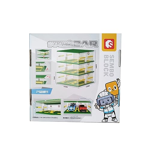 Image of Building Blocks Garage DIY 3-Layer Display Case Car Parking Garage for Lego Speed Champions, Carport Compatible with Lego Building Blocks (without Cars)