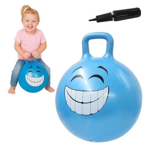 JAMARA 460458 Hüpfball Smile 450mm HoppyDoo - Spielzeug für Kinder, Hüpfspielzeug Baby Indoor/Outdoor, Geschenk für Kids, Gartenspielzeug, Bouncy, Pflegeleicht, BPA frei, mit Pumpe