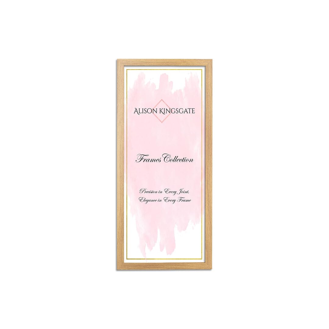 Alison Kingsgate Sleek 24X12 Picture Frame - Engineered Wood with Shatterproof Perspex Front -Perfect for Photos, Posters, Certificates -Suitable for Wall Mount or Tabletop Display - Oak