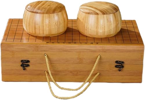 囲碁セット 囲碁盤 碁石付き チェスボード 収納簡単 初心者向け 五目並べ ポータブルゲーム 十九路盤 便利 おもちゃ 知育玩具 テーブルゲーム いつでもどこでも楽しめるハンディサイズ (模造翡翠のチェス駒,竹製の瓶)