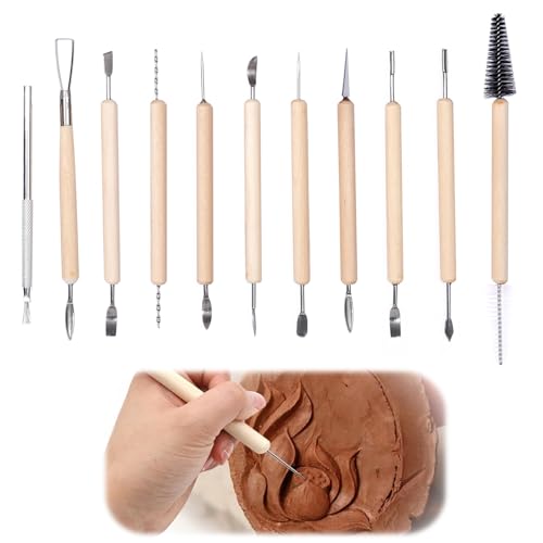 Set de Herramientas de Modelado para Arcilla y Cerámica (11 Piezas) para Escultura y Tallado, para Artistas, Principiantes y Expertos en Cerámica Polimérica y Otros Materiales