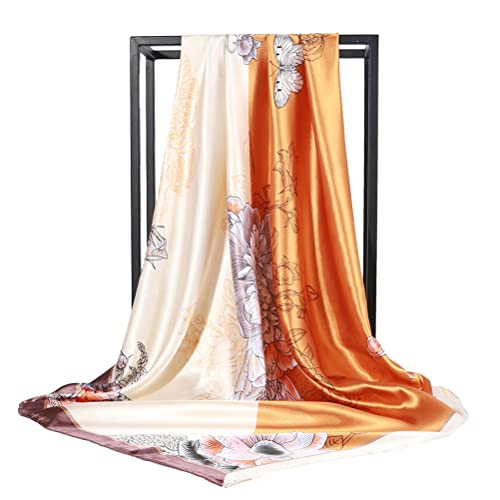 Bellette Bufanda Seda Fulares Panuelos para la cabeza Panuelo de Cuadrado para Turbante Bufandas Seda Sensacion Accesorio Mujer Chales Cover