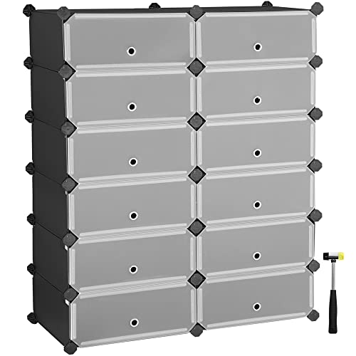 SONGMICS Scarpiera Componibile, Scaffale Modulare con 12 Scomparti, Armadio Fai da Te Mobiletto Portaoggetti, Ogni...