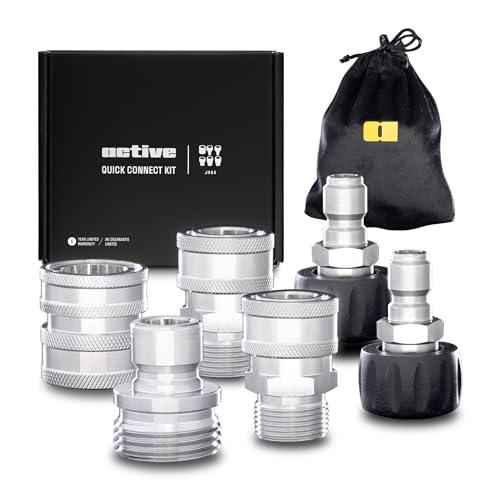 ACTIVE Quick Connect Kit M22-14mm for all type of Pressure Washers, Male Female 304 Stainless Steel Quick Disconnect Kit for Power Washer, Operating with Max 4000 PSI & 12 GPM at a temperature of 212F