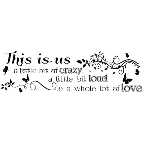 SUPERDANT This Is Us Quotes Wall Stickers Love Quote Wall Stickers Butterfly Wall Decor Stickers Saying Wall Art Decal Sticker Home Decoration for Living Room Bedroom Bathroom Black(28x88cm) Cover