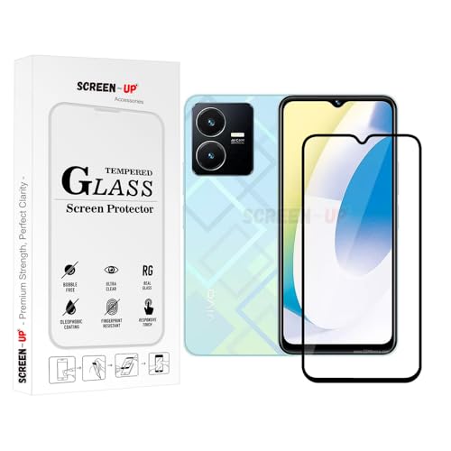 Image of ScreenUp Tempered Glass For Vivo Y22 - Ultra Clear, 9H Scratch Resistant, Full Coverage, Easy Install Screen Protector