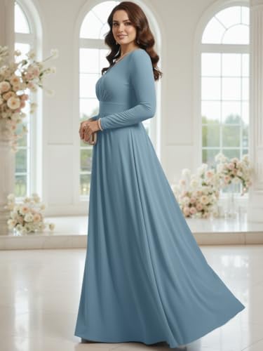 Image of KOH KOH Womens Long Sleeve Flowy Empire Waist Fall Pleated Maxi Dress