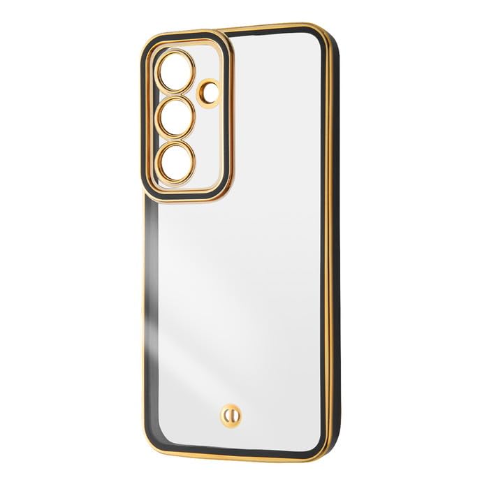 Amazon | Galaxy S24 ケース クリア メタリック ブラック ゴールド  