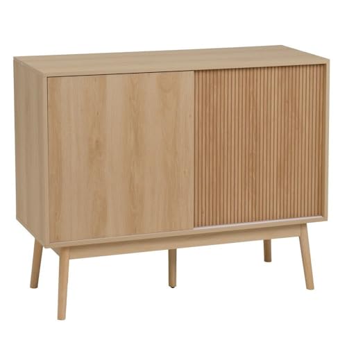 LOLAhome Aparador Naroa Color Roble con 2 Puertas correderas 115x39x90 cm